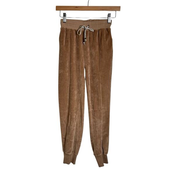 Ragdoll Los Angeles Tan Velour Joggers Pants‎ Braided Drawstring Waist Womens XS - Picture 13 of 13